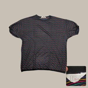 Vintage 90s Honors Plus Black Textured Striped Tunic Top Oversized 2X